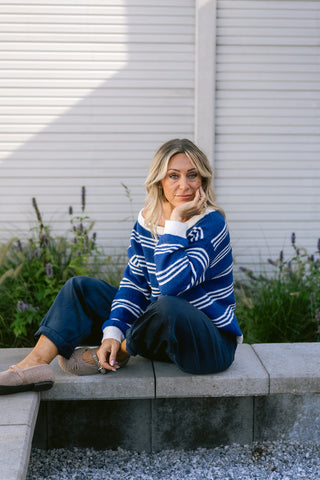 Poll Striped Knit Blue