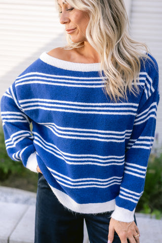 Poll Striped Knit Blue