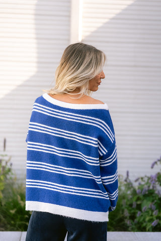 Poll Striped Knit Blue