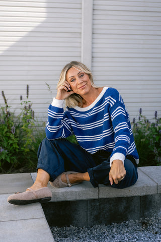 Poll Striped Knit Blue