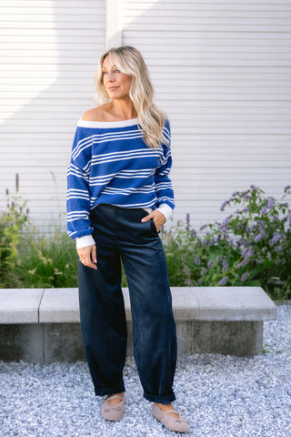 Poll Striped Knit Blue