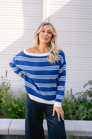 Poll Striped Knit Blue