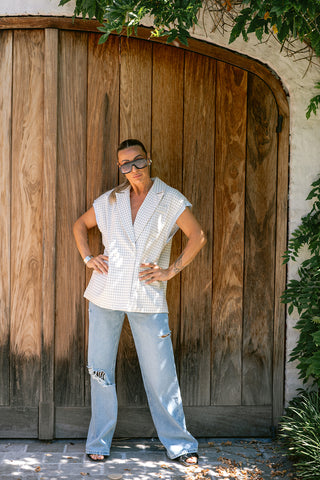 Positano Sleeveless Blazer Blue