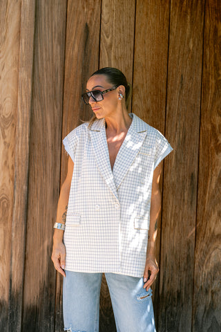 Positano Sleeveless Blazer Blue