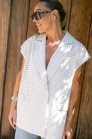 Positano Sleeveless Blazer Blue