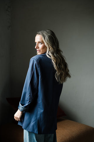 Rivoli Striped Blazer Navy