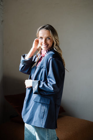 Rivoli Striped Blazer Navy