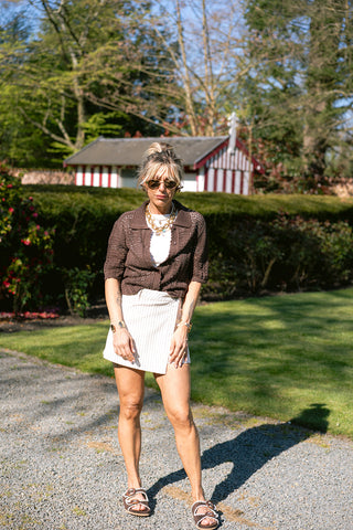 Robin Short Sleeve Cardigan Brown