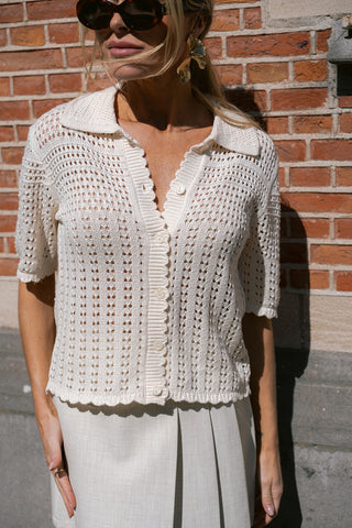 Robin Short Sleeve Cardigan Cream