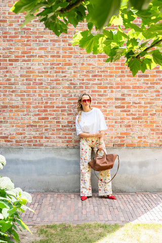 Rosi Flower Trousers Cream