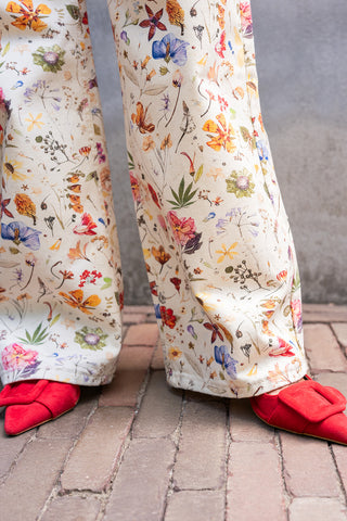 Rosi Flower Trousers Cream