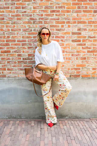 Rosi Flower Trousers Cream