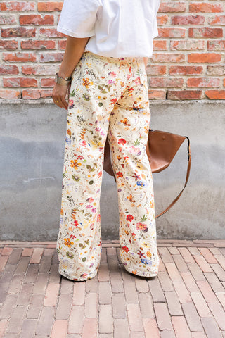 Rosi Flower Trousers Cream