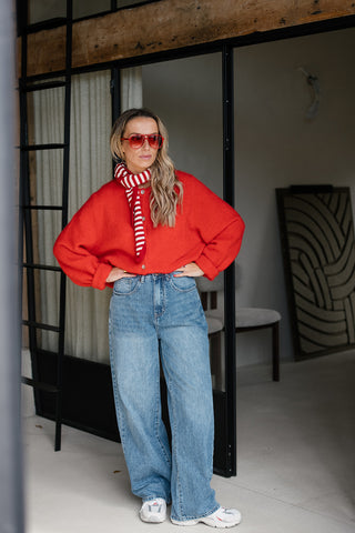 Rubi Striped Scarf Red