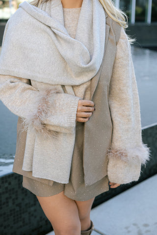 Rue Glitter Scarf Beige