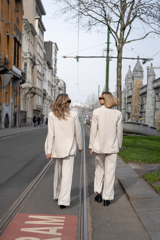 Rus Pinstripe Trousers Cream