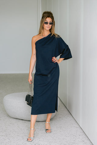 Sahari One Shoulder Dress Blue