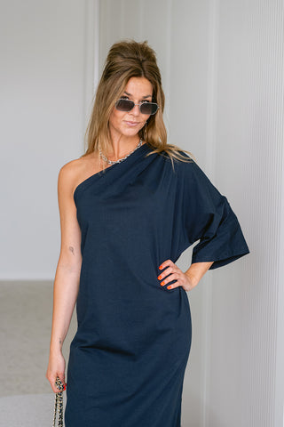 Sahari One Shoulder Dress Blue