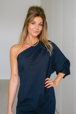 Sahari One Shoulder Dress Blue