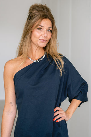 Sahari One Shoulder Dress Blue