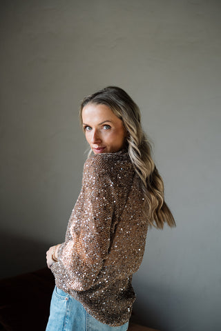 Serena Sequin Top Brown
