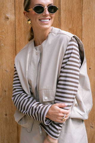 Smit Striped T-shirt Brown