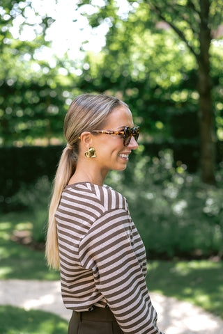 Smit Striped T-shirt Brown