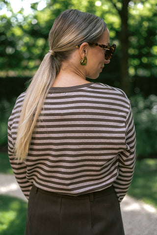Smit Striped T-shirt Brown