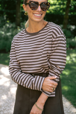 Smit Striped T-shirt Brown