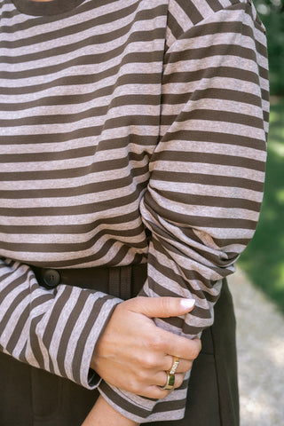 Smit Striped T-shirt Brown