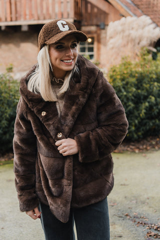 Sophia Faux Fur Coat Brown