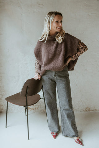 Loïc Poncho Knit Brown