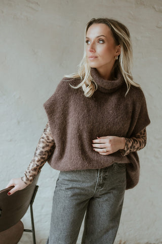 Loïc Poncho Knit Brown