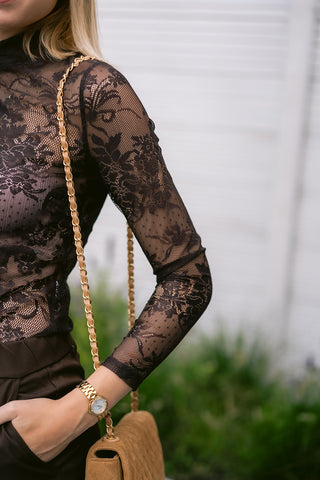 Vaezia Lace Top Brown
