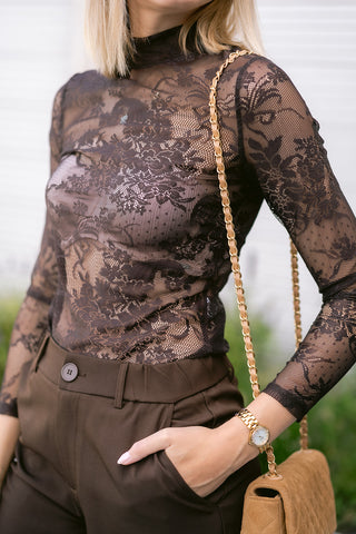 Vaezia Lace Top Brown