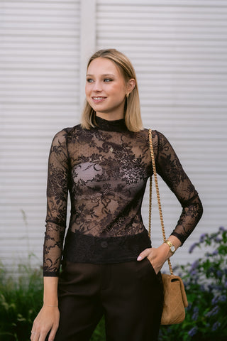 Vaezia Lace Top Brown