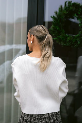 Venance Cropped Knit White