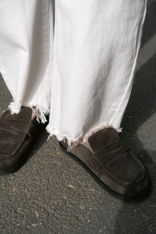 Wave Barrel Denim Trousers White