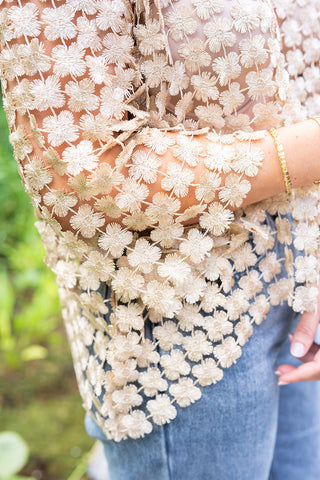 Wilhelmina Crochet Top Cream