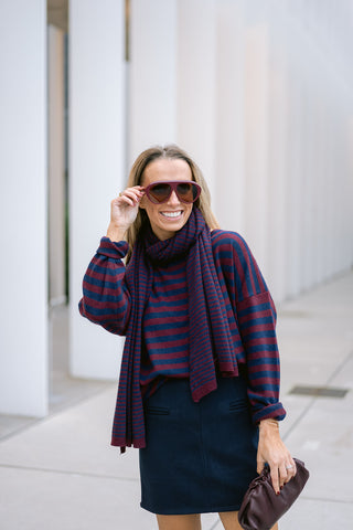Wynn Striped Scarf Navy
