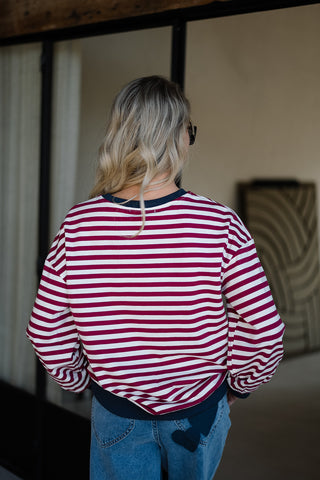 Yard Striped Sweater Burgundy