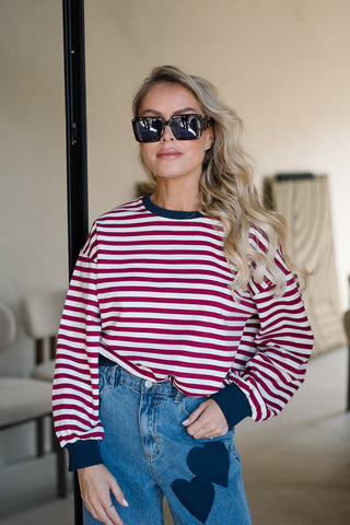 Yard Striped Sweater Burgundy