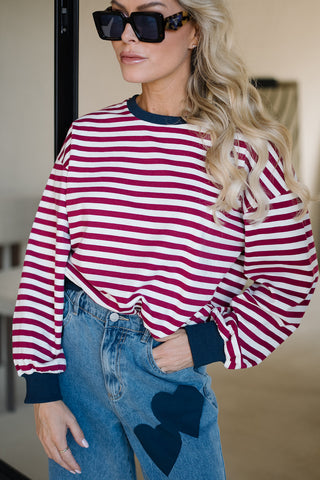 Yard Striped Sweater Burgundy