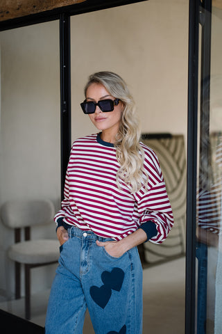 Yard Striped Sweater Burgundy