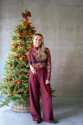 Yvonet Sheer Top Burgundy