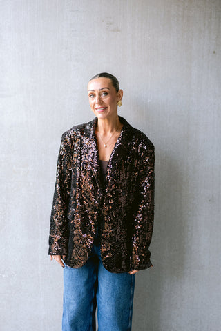 Yvonette Sequin Blazer Brown