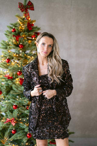 Yvonette Sequin Blazer Brown