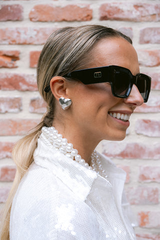 Sweetheart Stud Earrings Silver