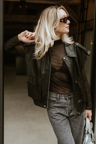 Lorelai Sleeveless Bomber Black