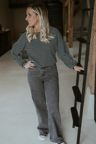 Matthis Striped Blouse Black